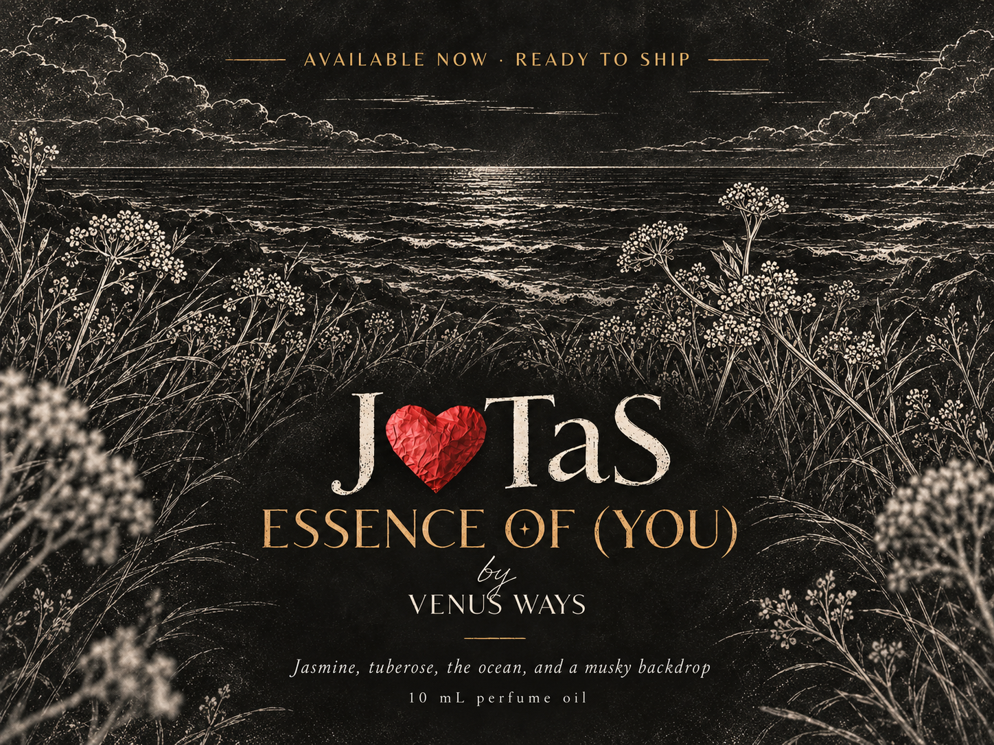 J heart TaS — Essence Of (You) by Venus Ways, hand-drawn coastal flower and sea artwork